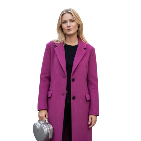 LOFT Jackets & Blazers - LOFT Coat Magenta Wool Coat Size Large Petite NWOT